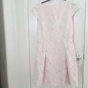 Baby pink floral fit and flair dress